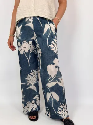European Culture 06C0 Trousers Blue Print