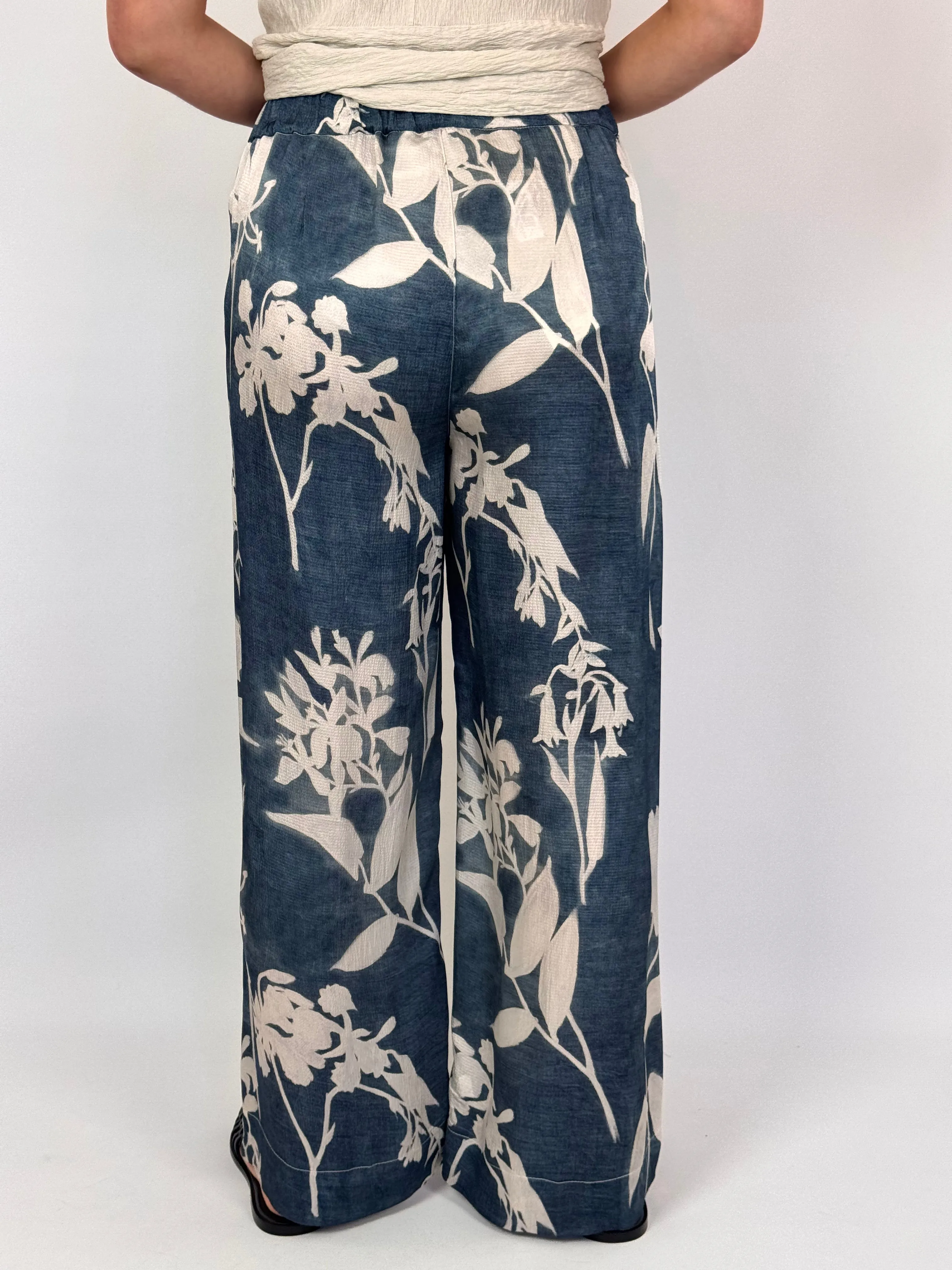 European Culture 06C0 Trousers Blue Print